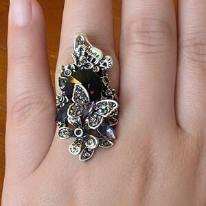 Purple Stone Large Butterfly Ring size 7